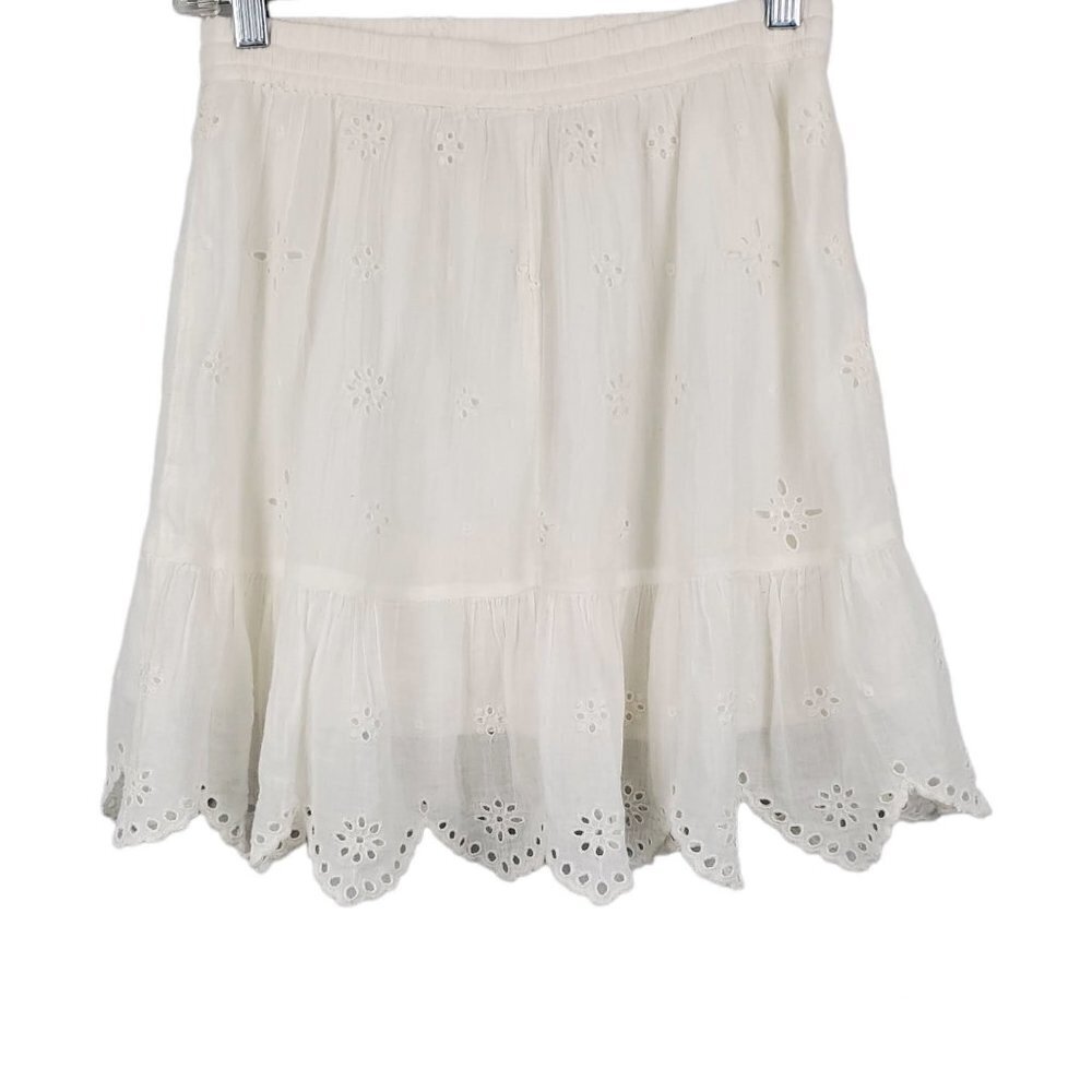 🏆387 Aerie Eyelet Lace Boho Mini Off White Skirt - Picture 4 of 7
